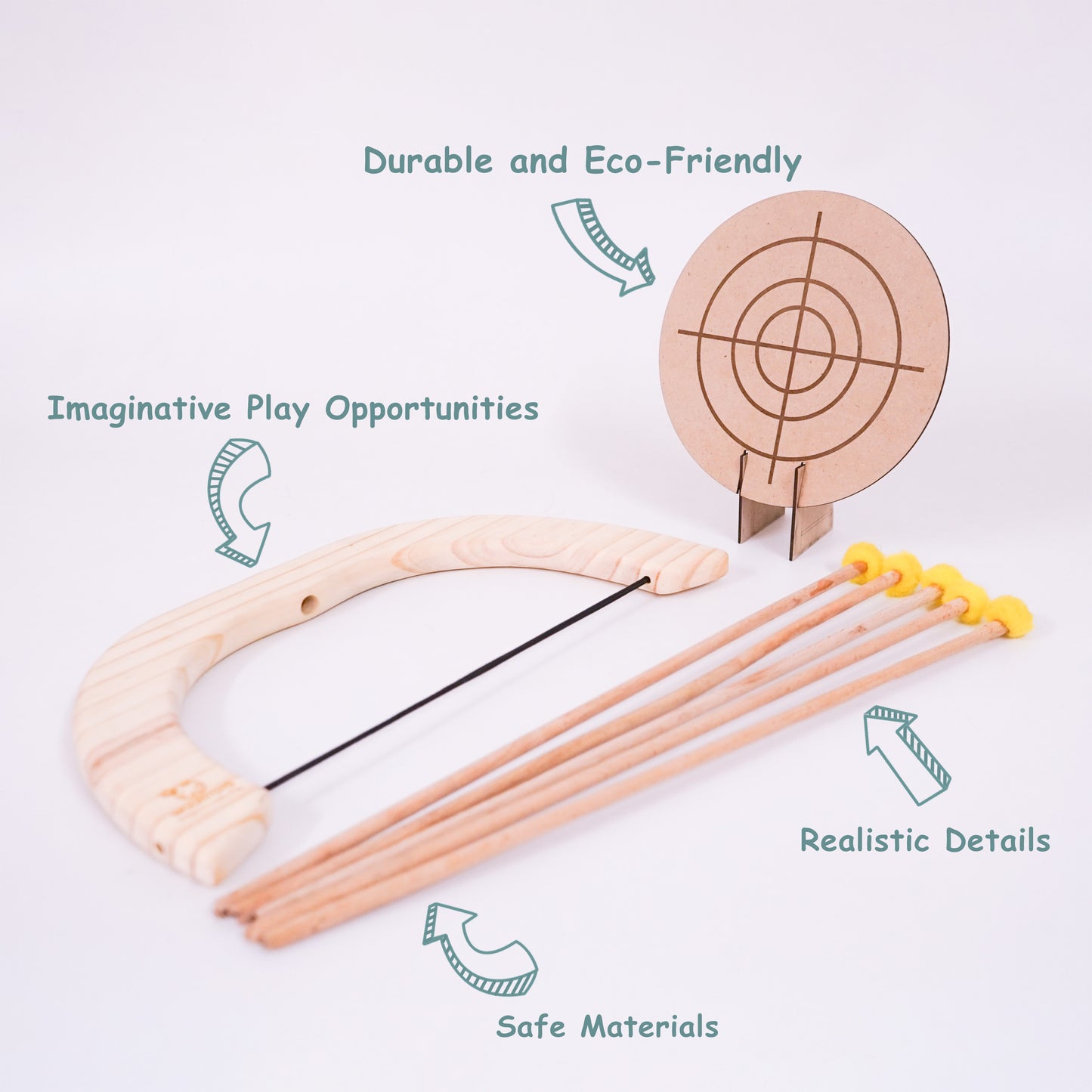 Handmade Wooden Bow and Arrow Set