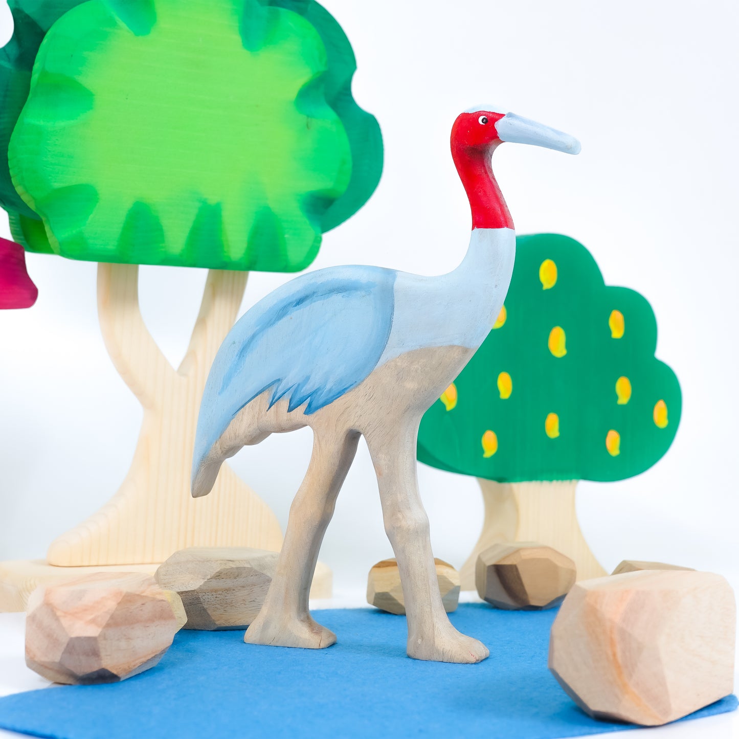 Sarus Wooden Toy – Handcrafted Sustainable Wetland Bird Figurine