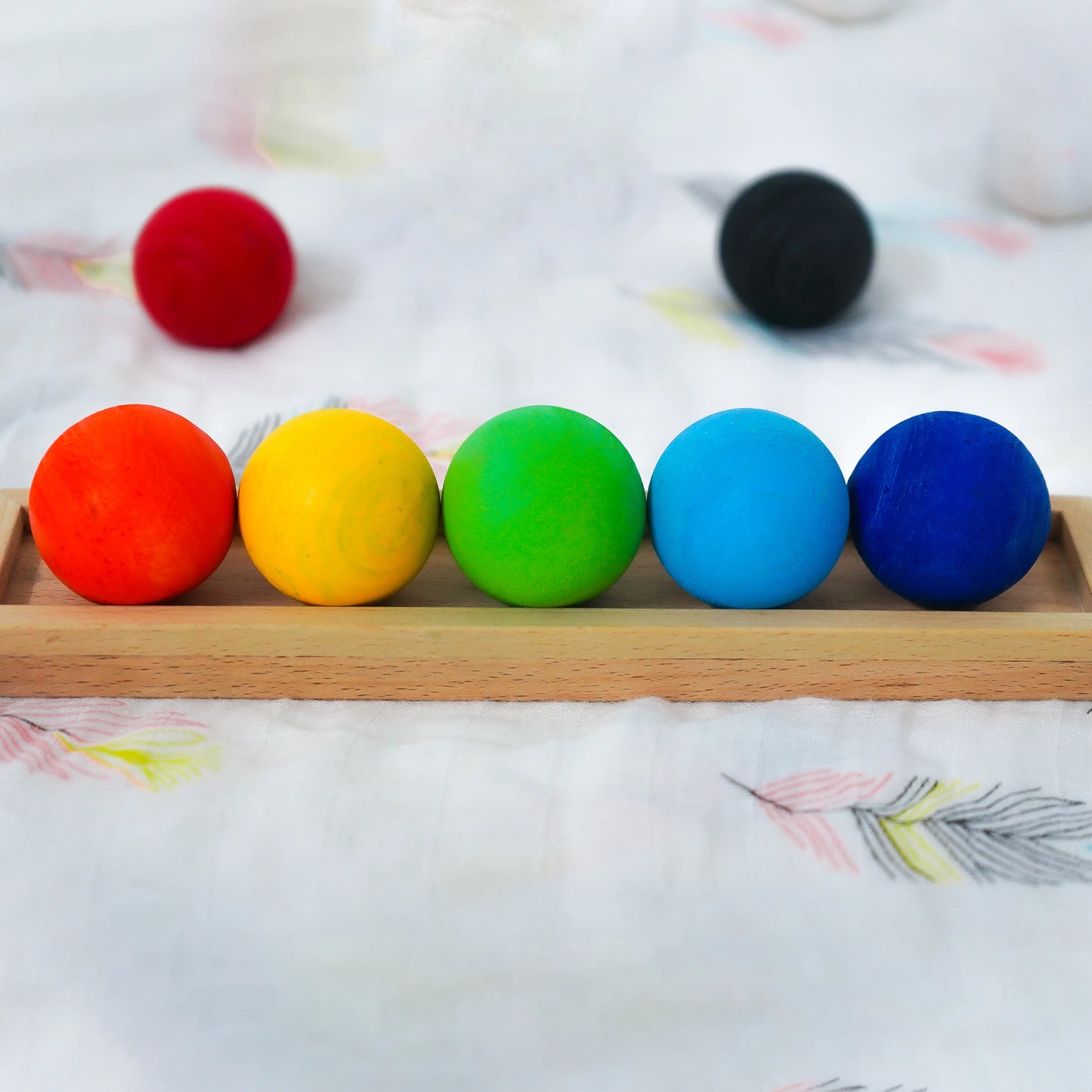 Colorful Wooden Rainbow Balls – Eco-Friendly Sensory Toy for Kids