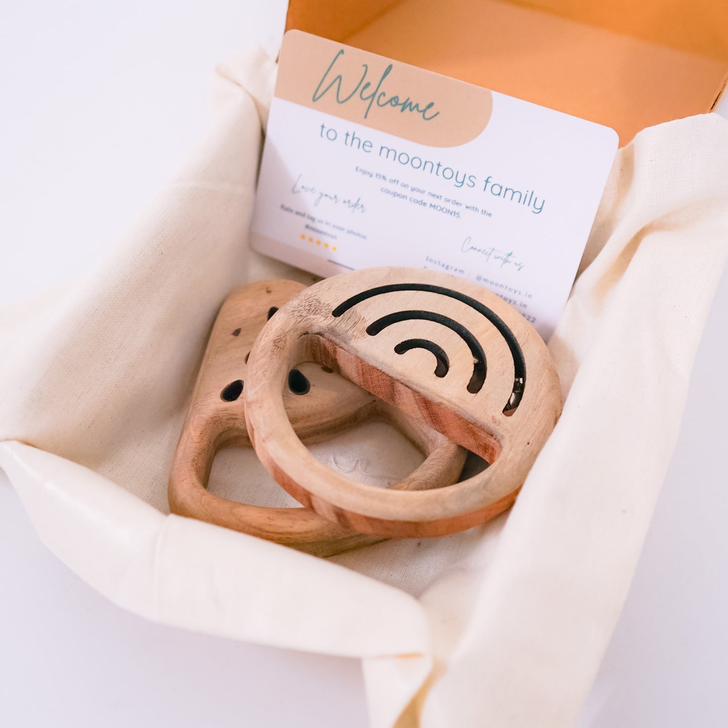 Handcrafted Wooden Rattle Set for Babies – Neem Wood Round Sound Rattle & Watermelon Rattle