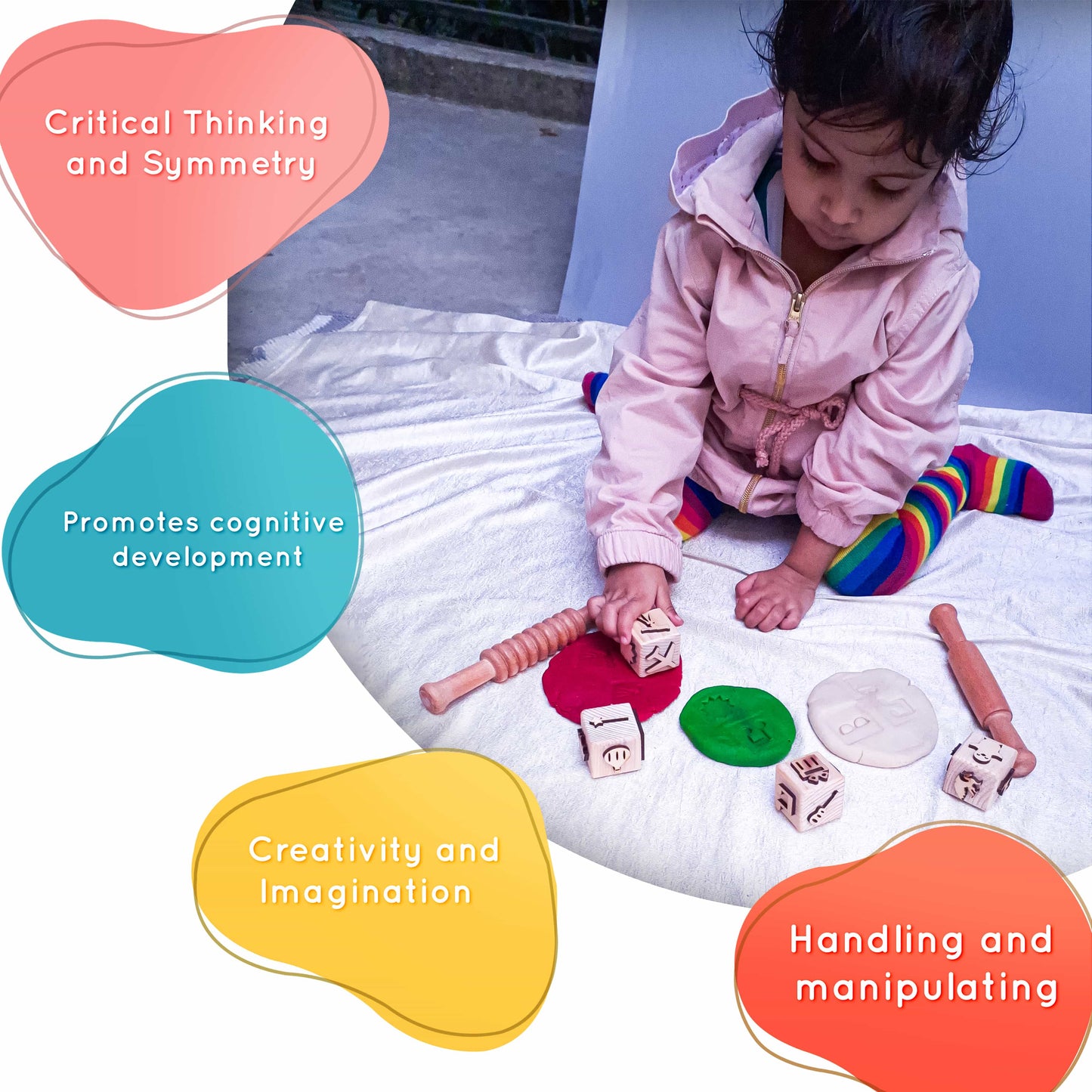 Moontoys Wooden Stamp Dice Set – 6-Sided Stamp Blocks