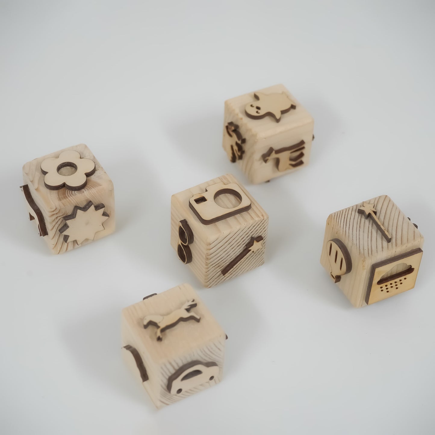 Moontoys Wooden Stamp Dice Set – 6-Sided Stamp Blocks