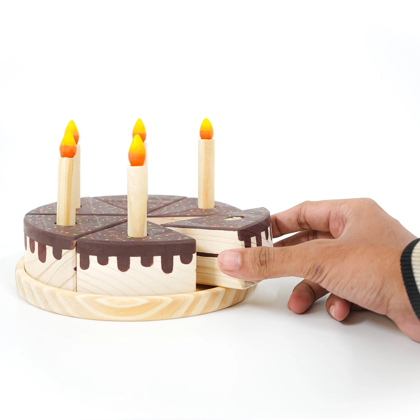 Wooden Chocolate Cake Toy with 6 Candles