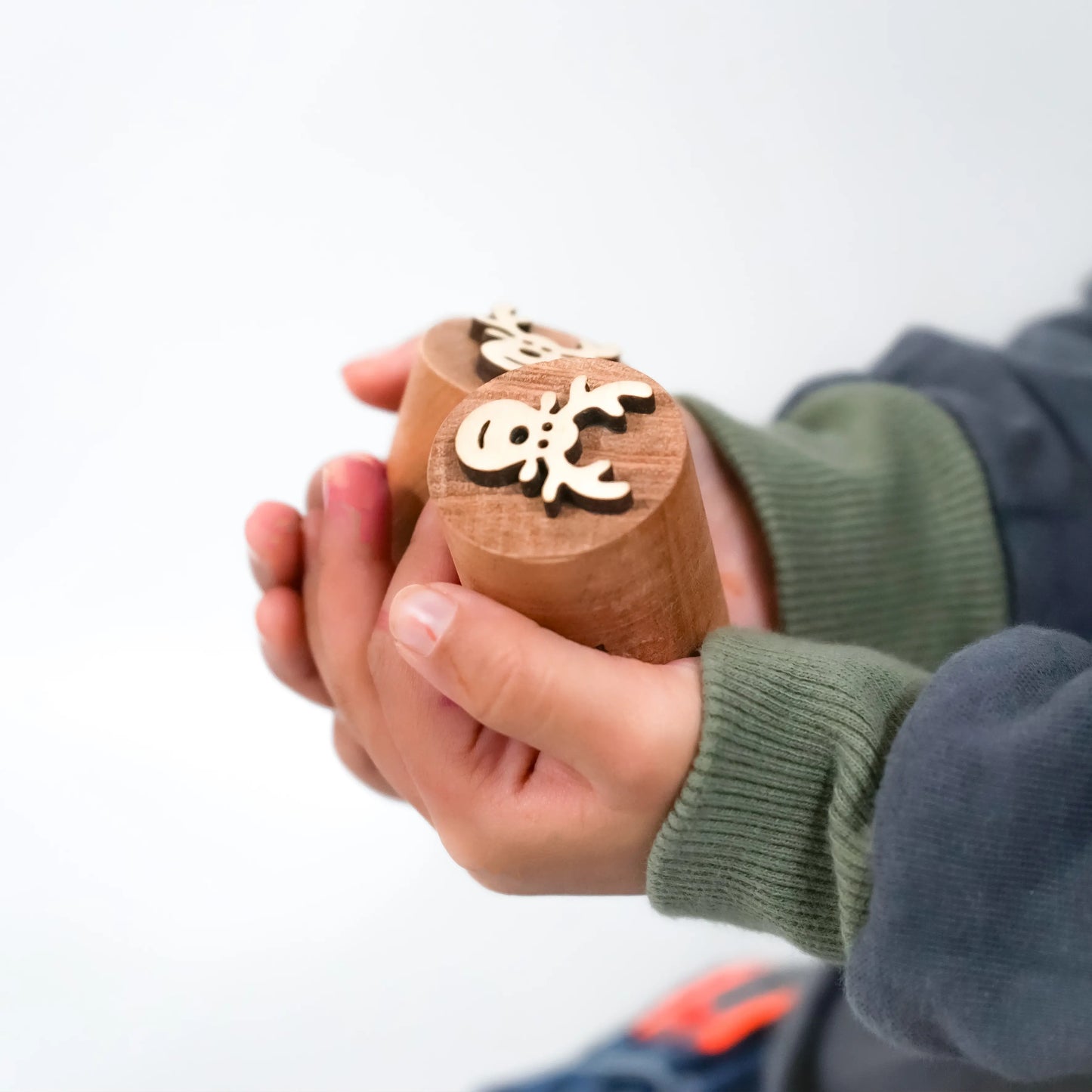 Christmas Wooden Stamp Set – 10 Piece Holiday Stamps with Dough Cutter & Roller