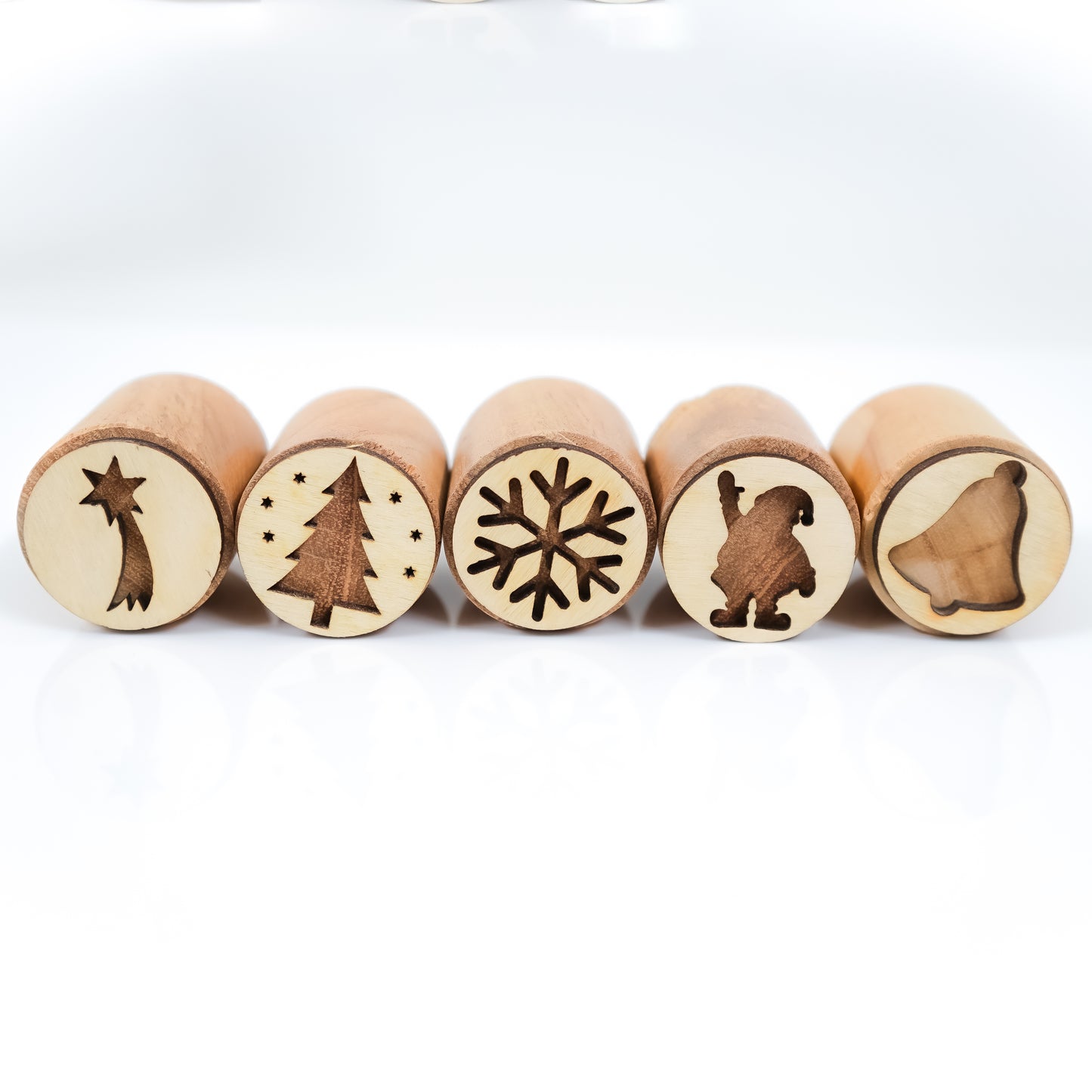 Wooden Christmas Stamp Toys Set – 5-Piece Non-Toxic Holiday Stamps
