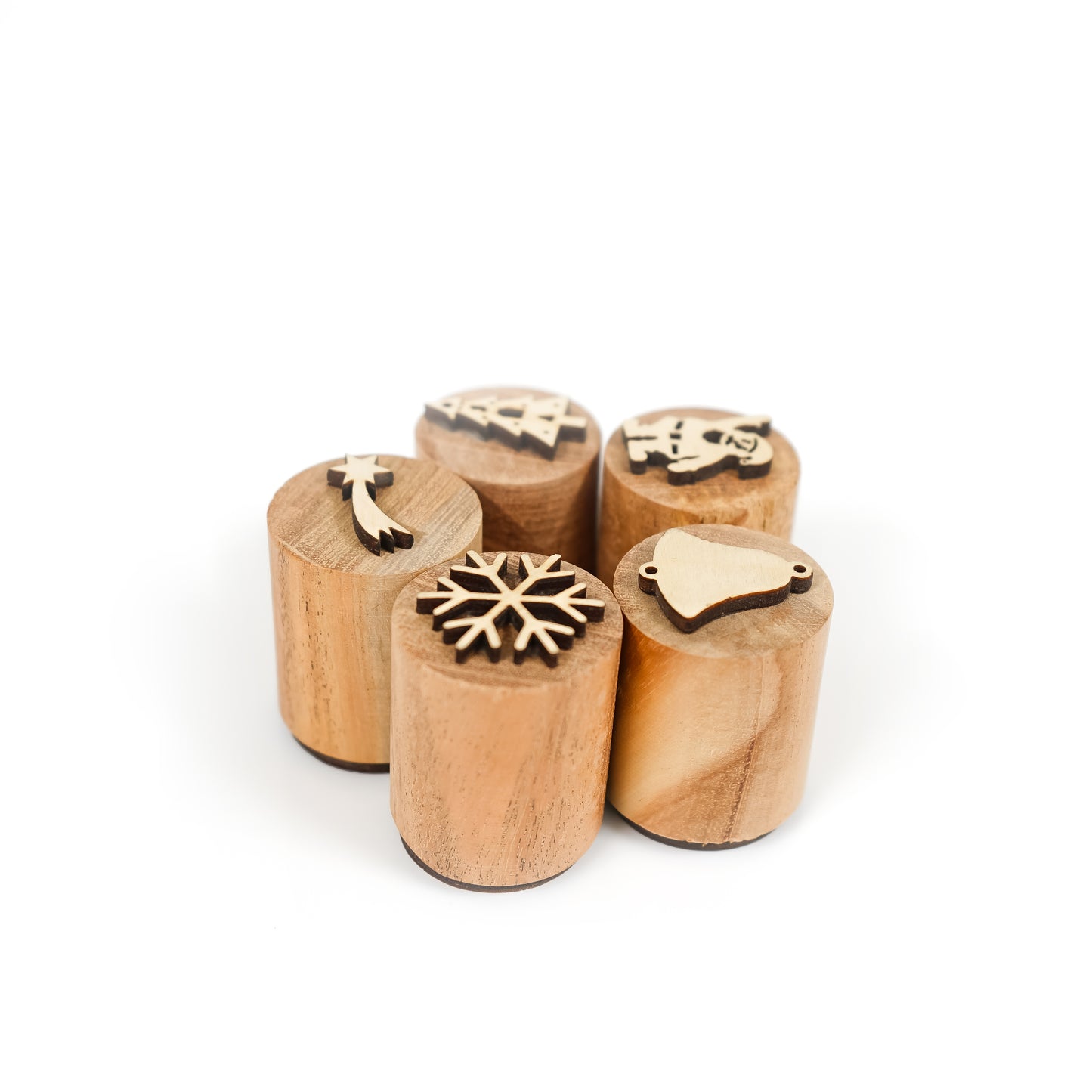 Wooden Christmas Stamp Toys Set – 5-Piece Non-Toxic Holiday Stamps