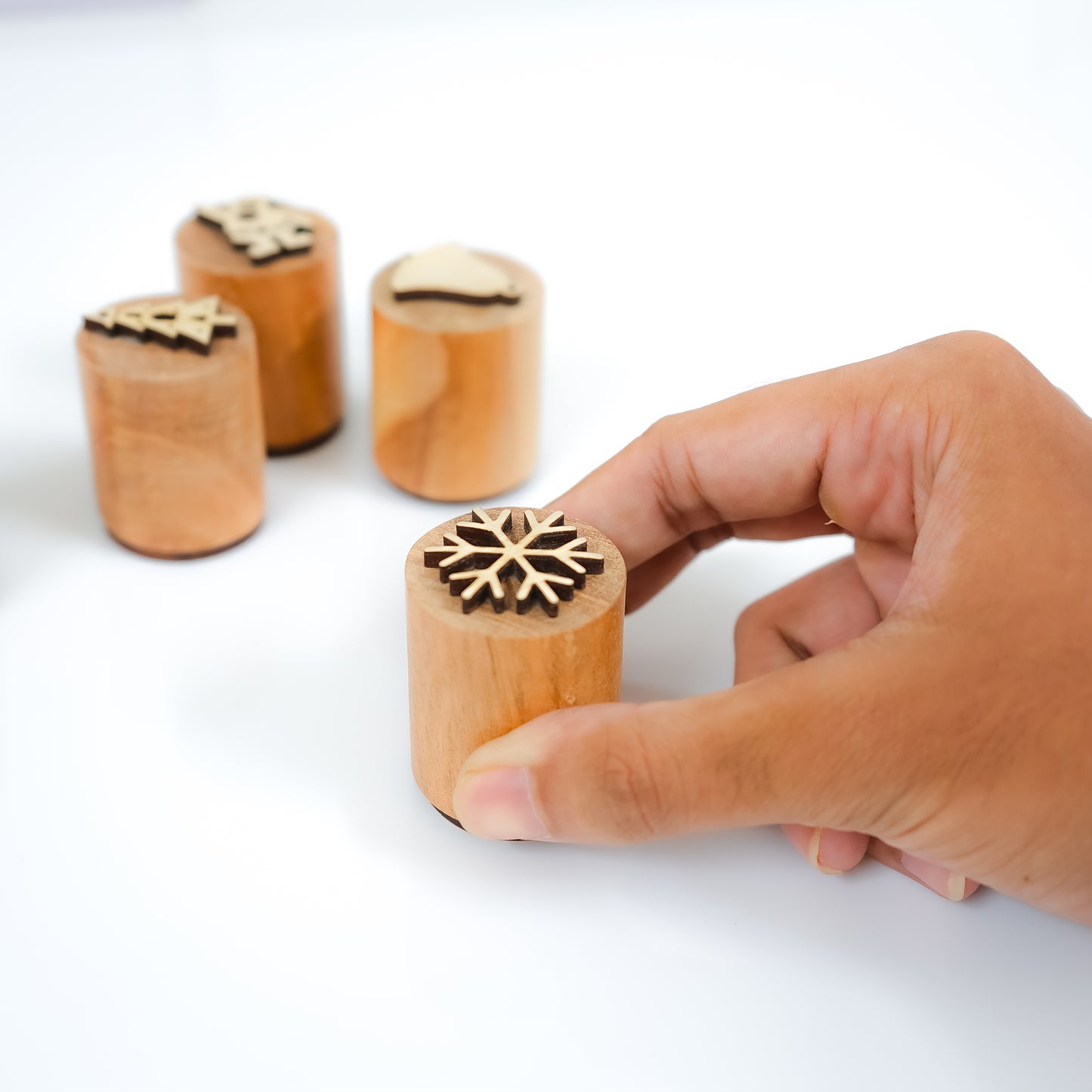 Wooden Christmas Stamp Toys Set – 5-Piece Non-Toxic Holiday Stamps