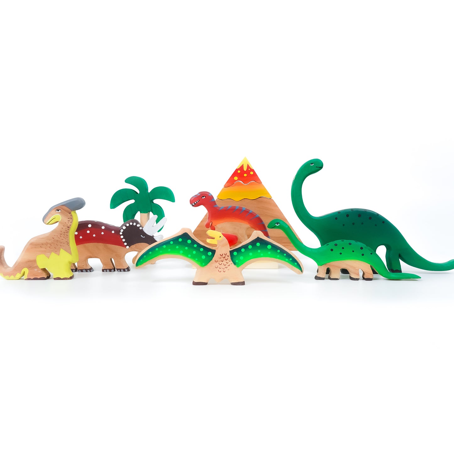 Jurassic World Wooden Dinosaur Toy Set – Eco-Friendly Neem Wood Educational Playset