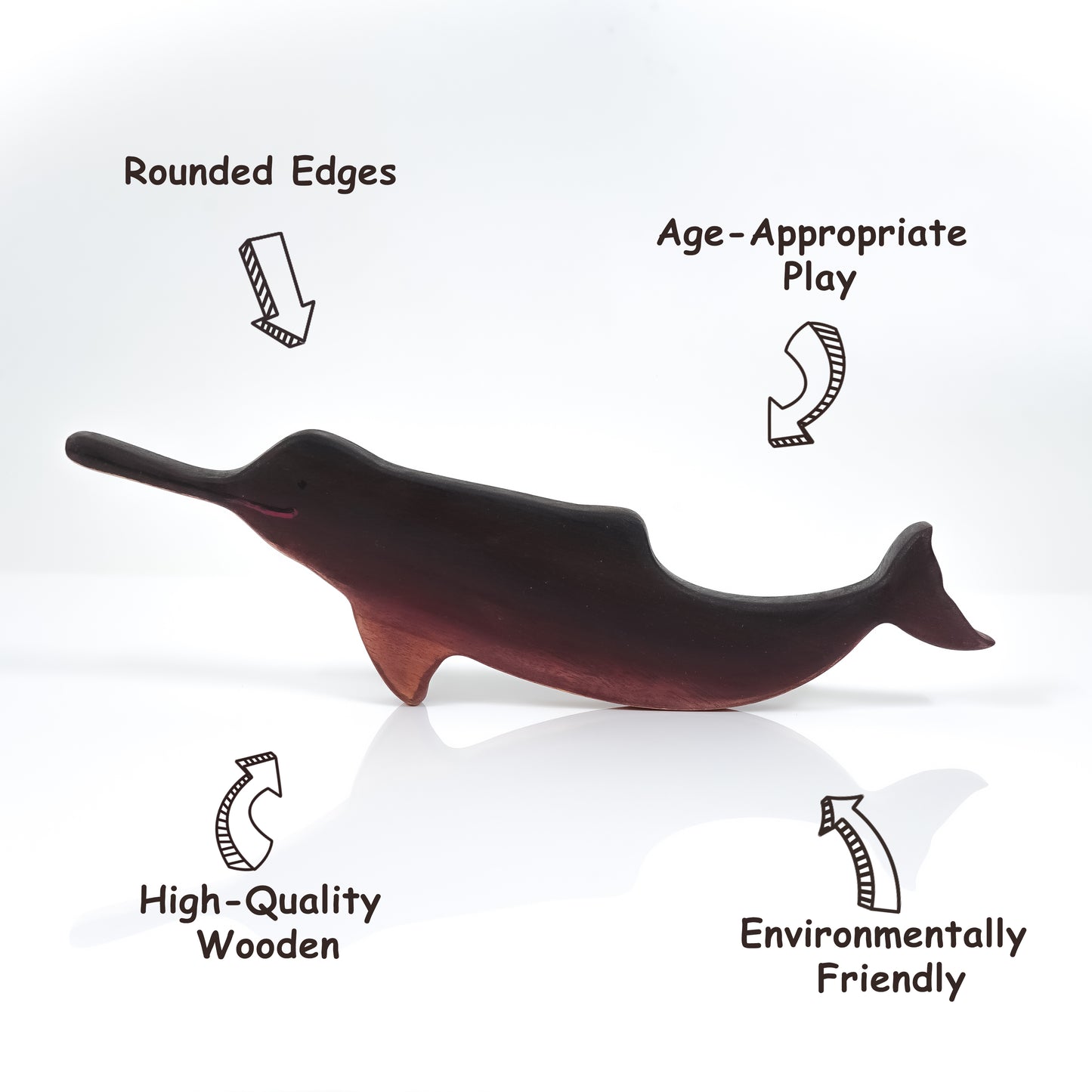 Dolphin Wooden Toy – Handcrafted Freshwater Dolphin Figurine