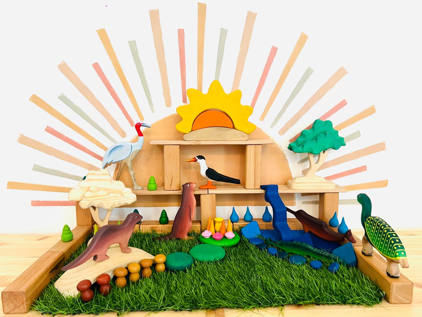 Wild Wonders of India Wooden Figurine Set | Handcrafted Wildlife Storytelling Toys for Imaginative Play