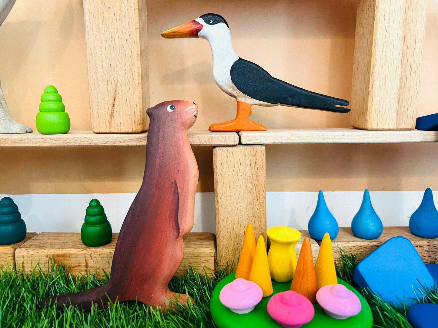 Wild Wonders of India Wooden Figurine Set | Handcrafted Wildlife Storytelling Toys for Imaginative Play