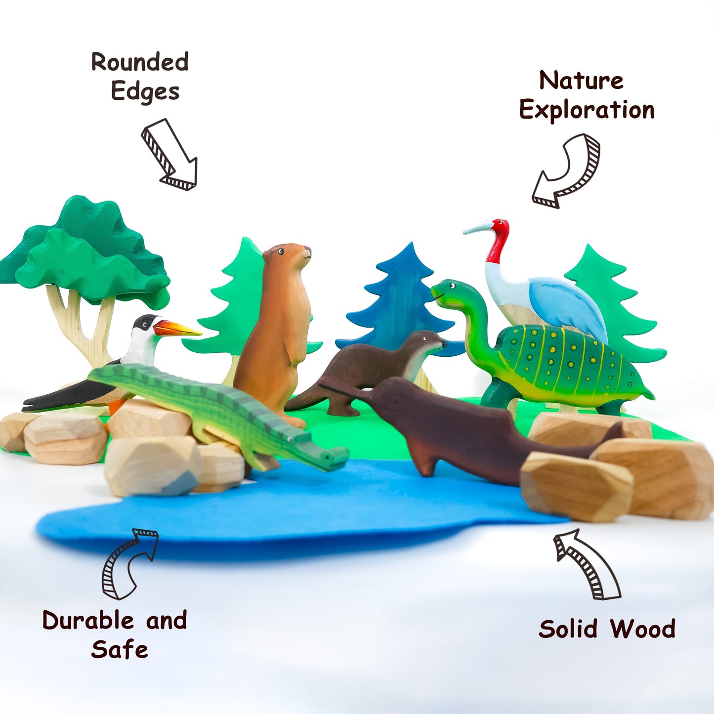Wild Wonders of India Wooden Figurine Set | Handcrafted Wildlife Storytelling Toys for Imaginative Play