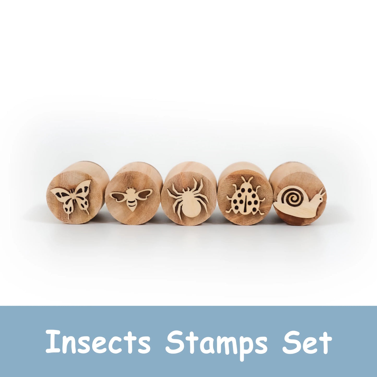 Eco-Friendly Wooden Insect Stamp Set for Toddlers | Montessori Playdough Learning Toy