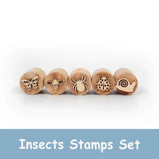 Eco-Friendly Wooden Insect Stamp Set for Toddlers | Montessori Playdough Learning Toy