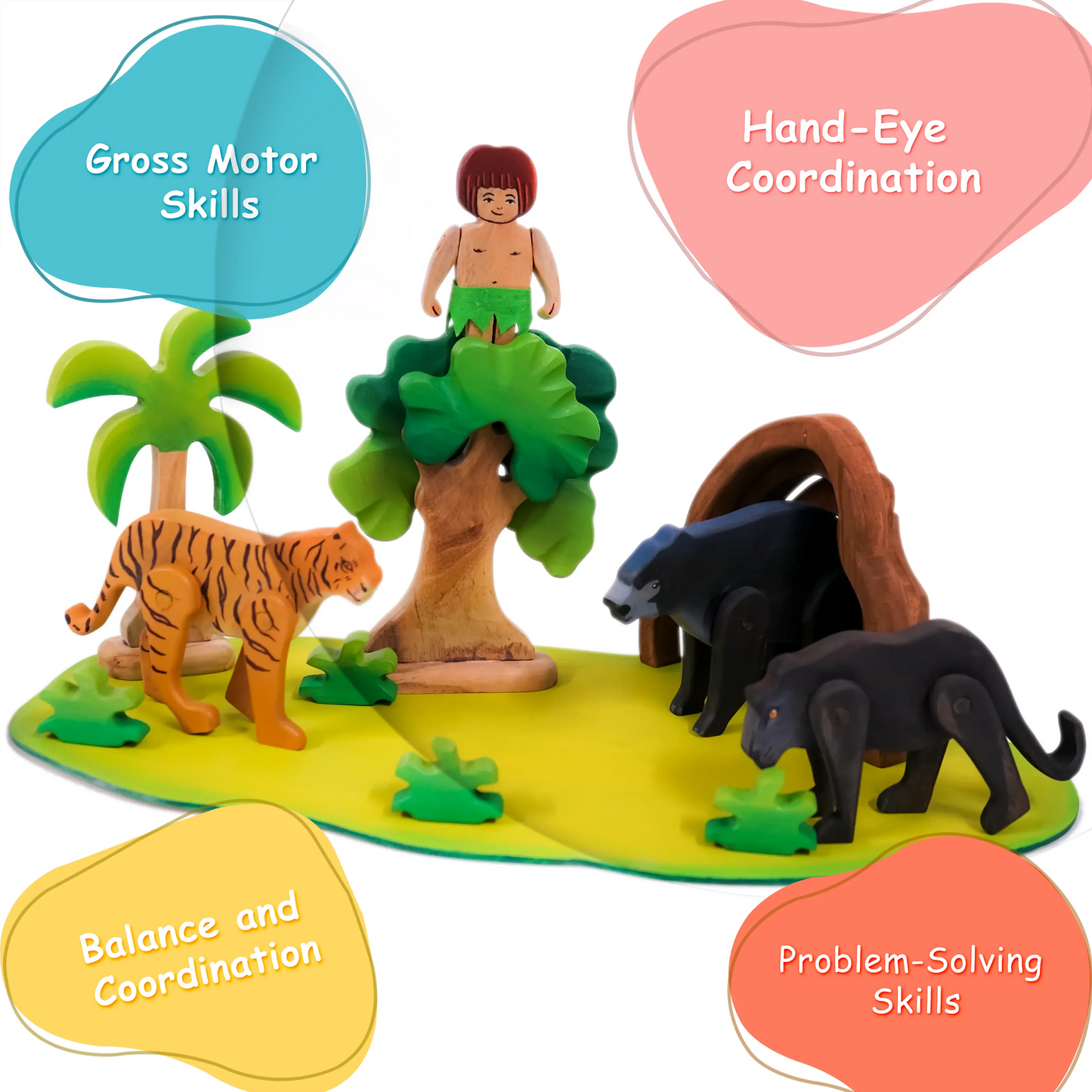 The Jungle Diaries Toy – Montessori Wooden Jungle Animal Playset