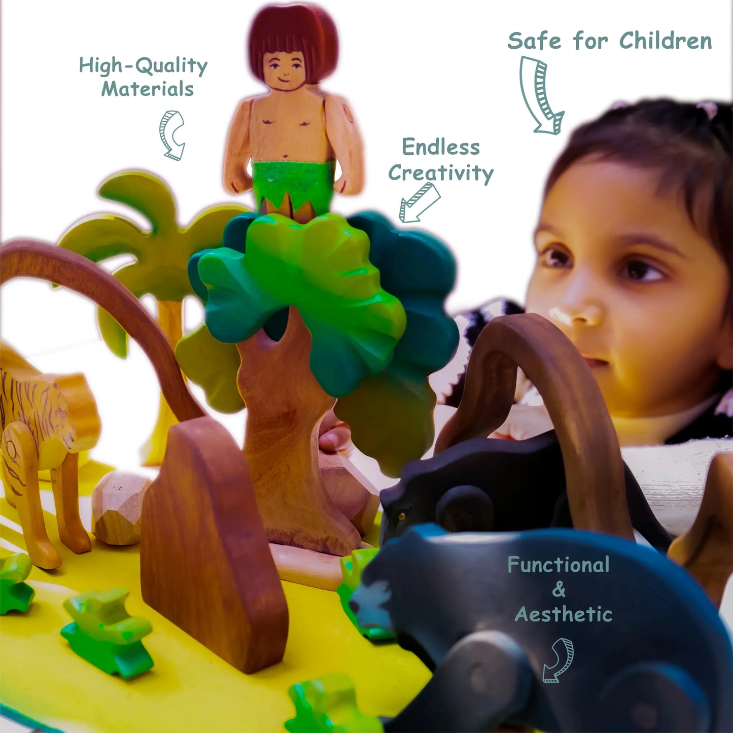 The Jungle Diaries Toy – Montessori Wooden Jungle Animal Playset