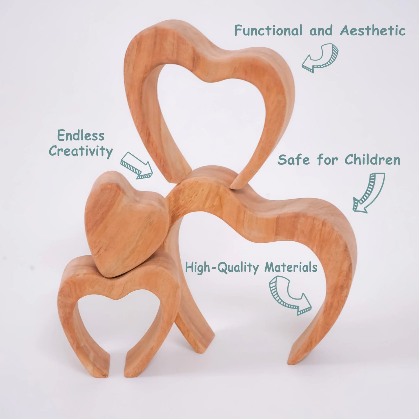 Natural Heart-Shaped Wooden Stacker Toy