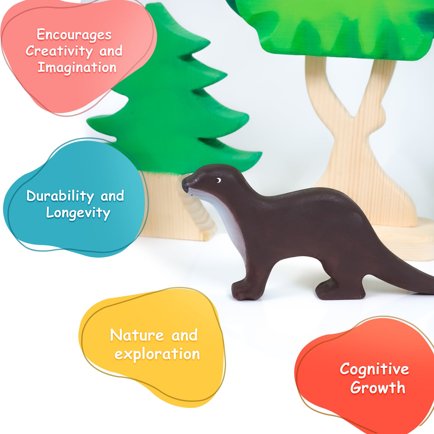 Otter Sitting Wooden Toy – Eco-Friendly, Handcrafted Animal Figurine