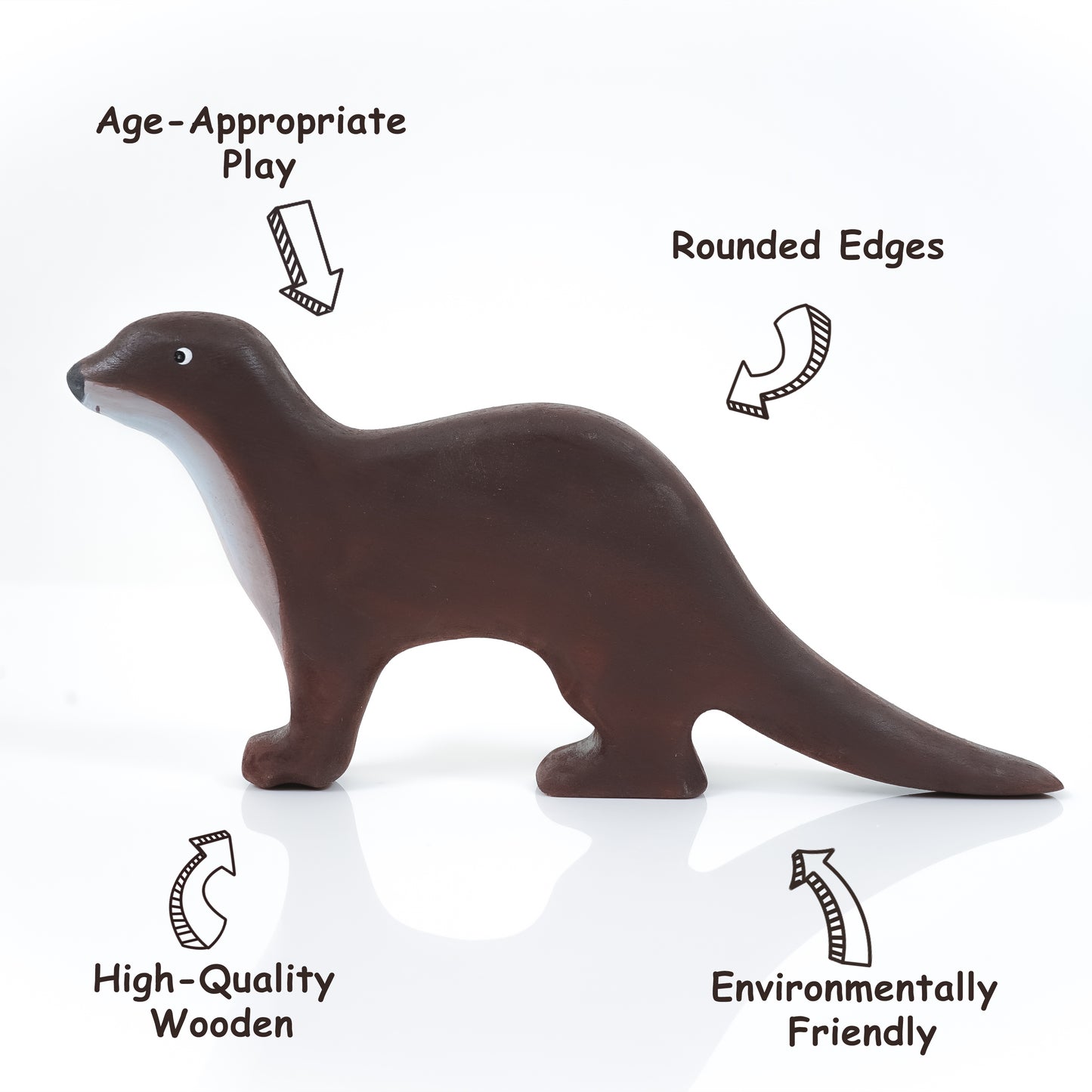 Otter Sitting Wooden Toy – Eco-Friendly, Handcrafted Animal Figurine