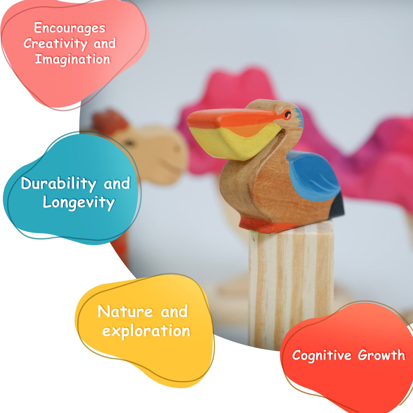 Wooden Pelican Toy | Handcrafted Pinewood Bird Figurine