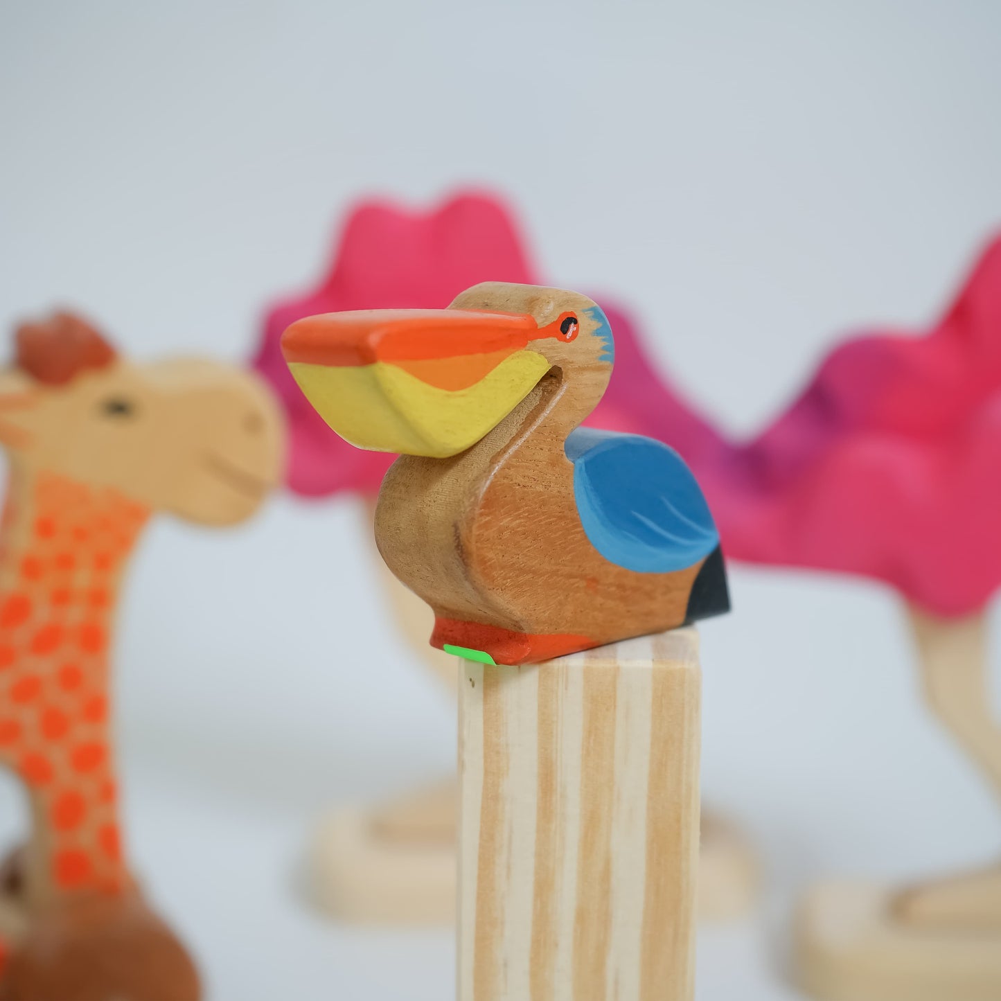 Wooden Pelican Toy | Handcrafted Pinewood Bird Figurine