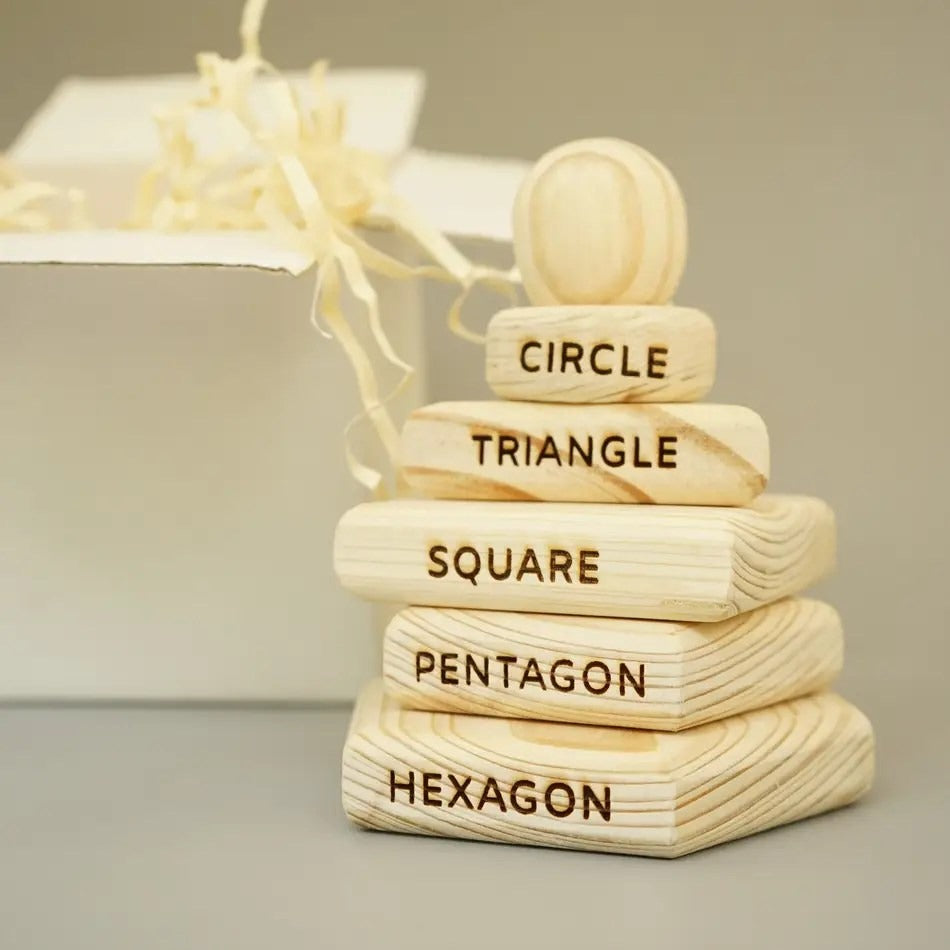 Wooden Shape Stacker Toys with Box