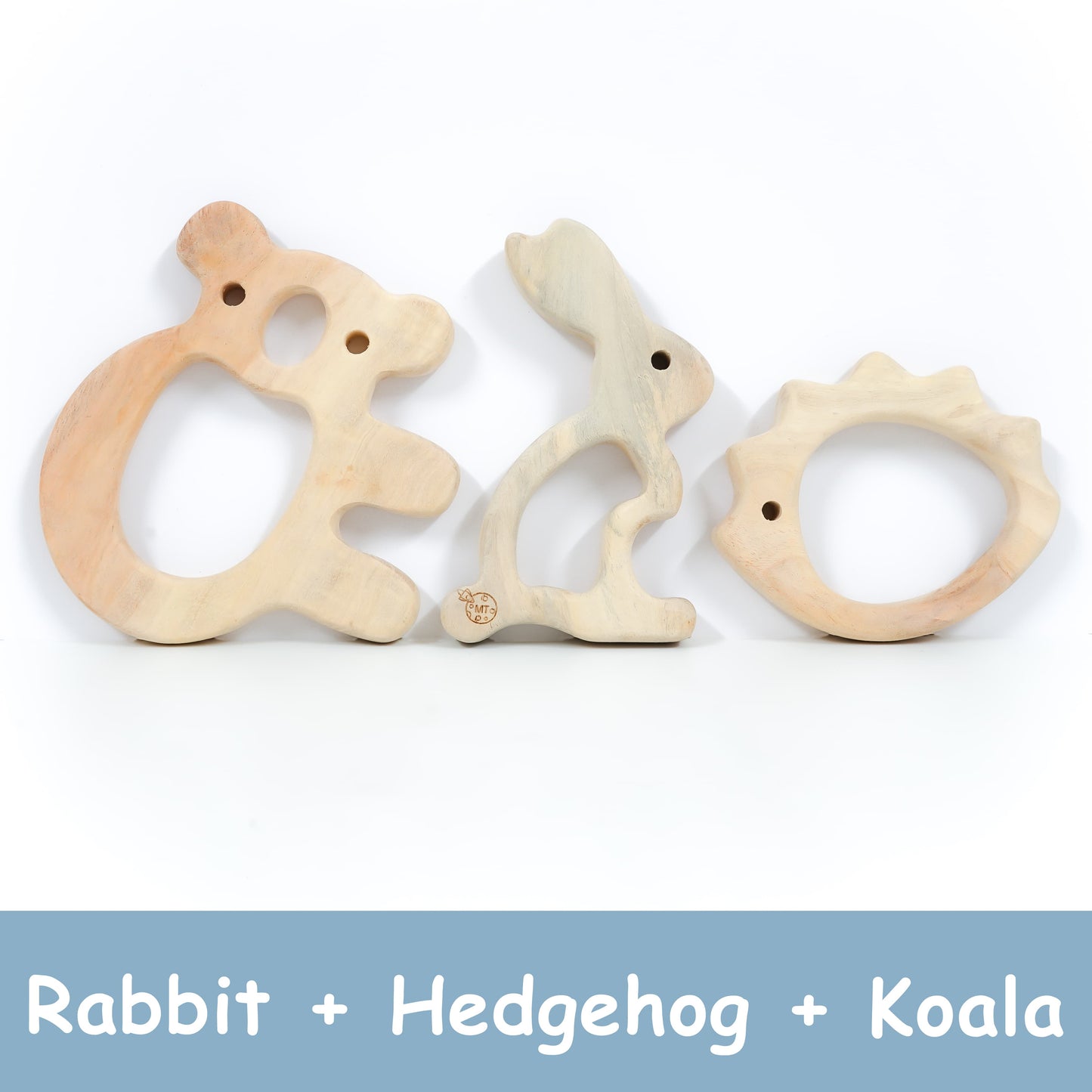 Neem Teether Toys – Rabbit, Hedgehog & Koala