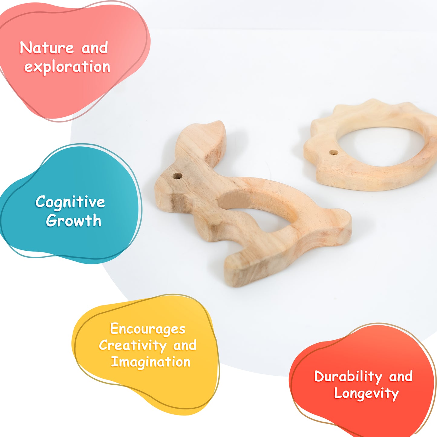 Hedgehog and Rabbit Wooden Teether Set