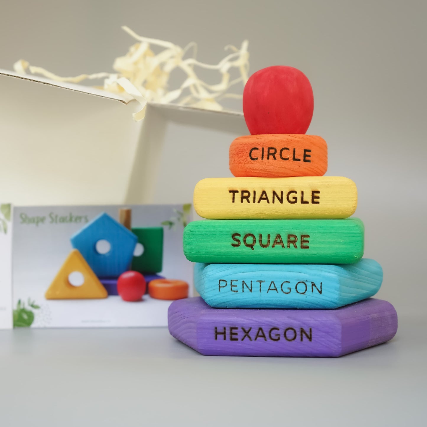 Rainbow Wooden Stacker Toys – Shape