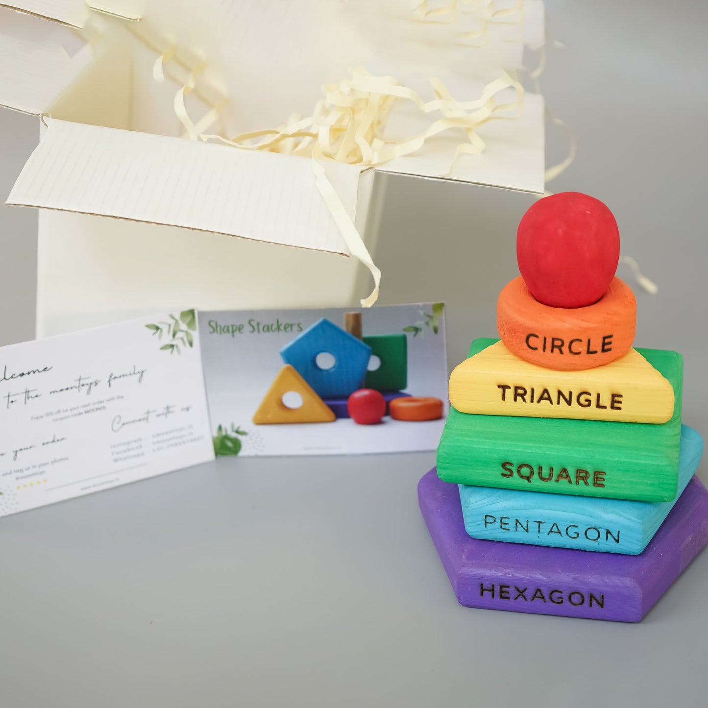 Rainbow Wooden Stacker Toys – Shape