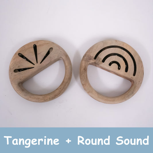 Tangerine Wooden Rattle & Round Sound Rattle