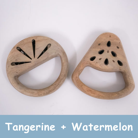 Tangerine & Watermelon Wooden Rattle Set