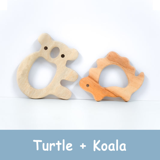 Eco-Friendly Turtle & Koala Wooden Teether Set
