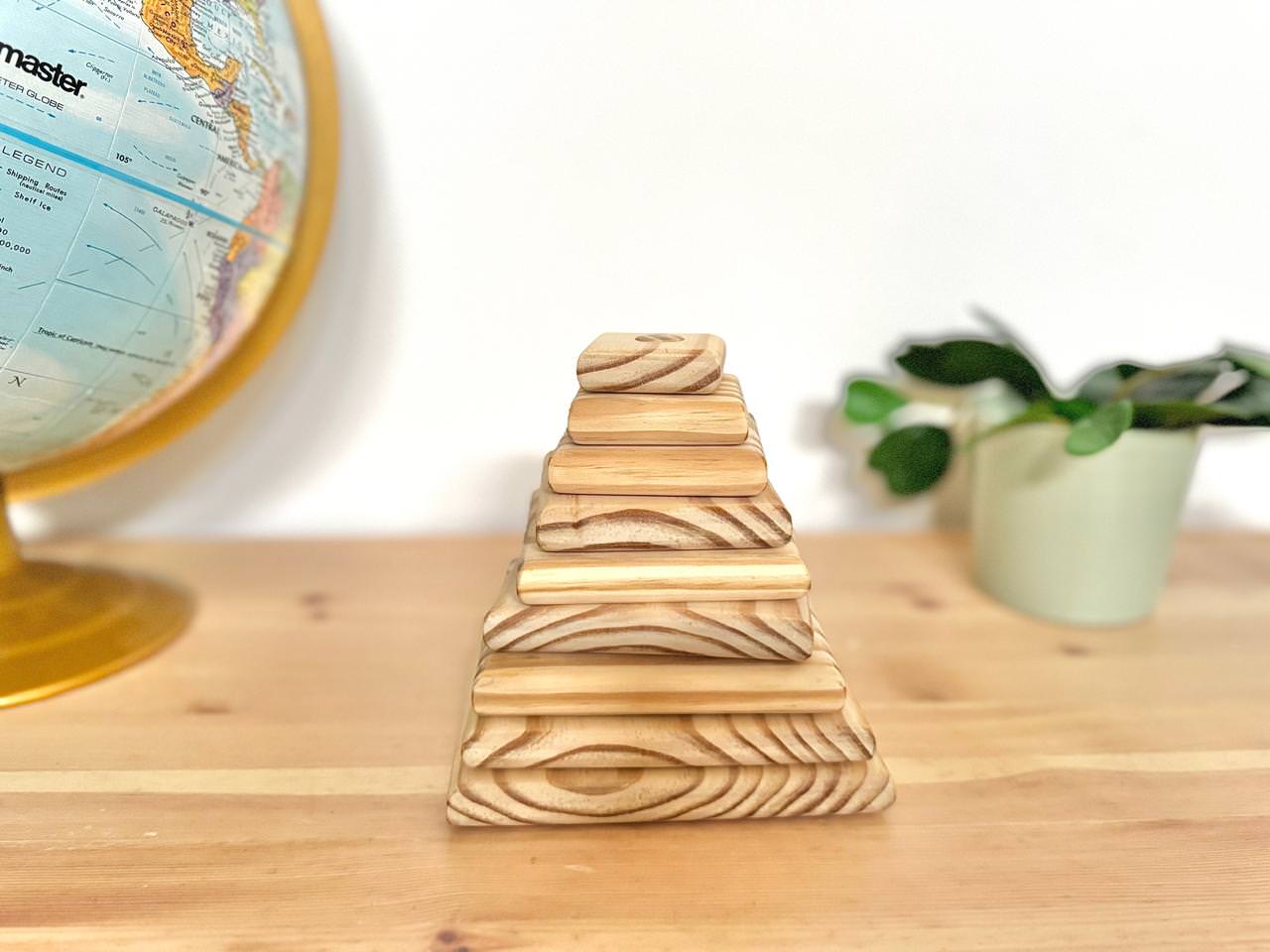 Pyramid Square Wooden Stacker