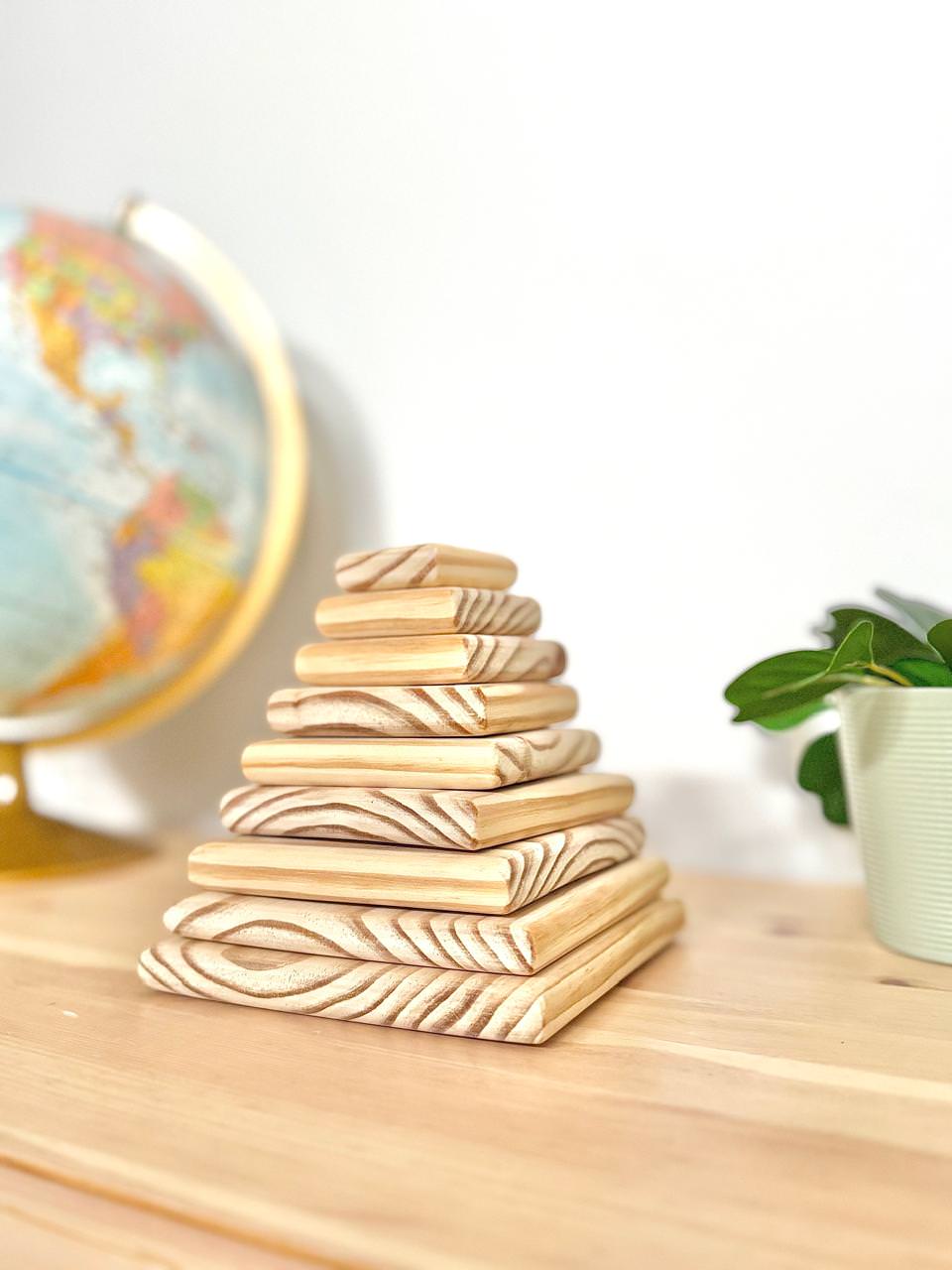 Pyramid Square Wooden Stacker