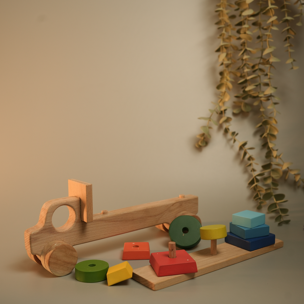 2-in-1 Detachable Shape Stacker Wooden Truck