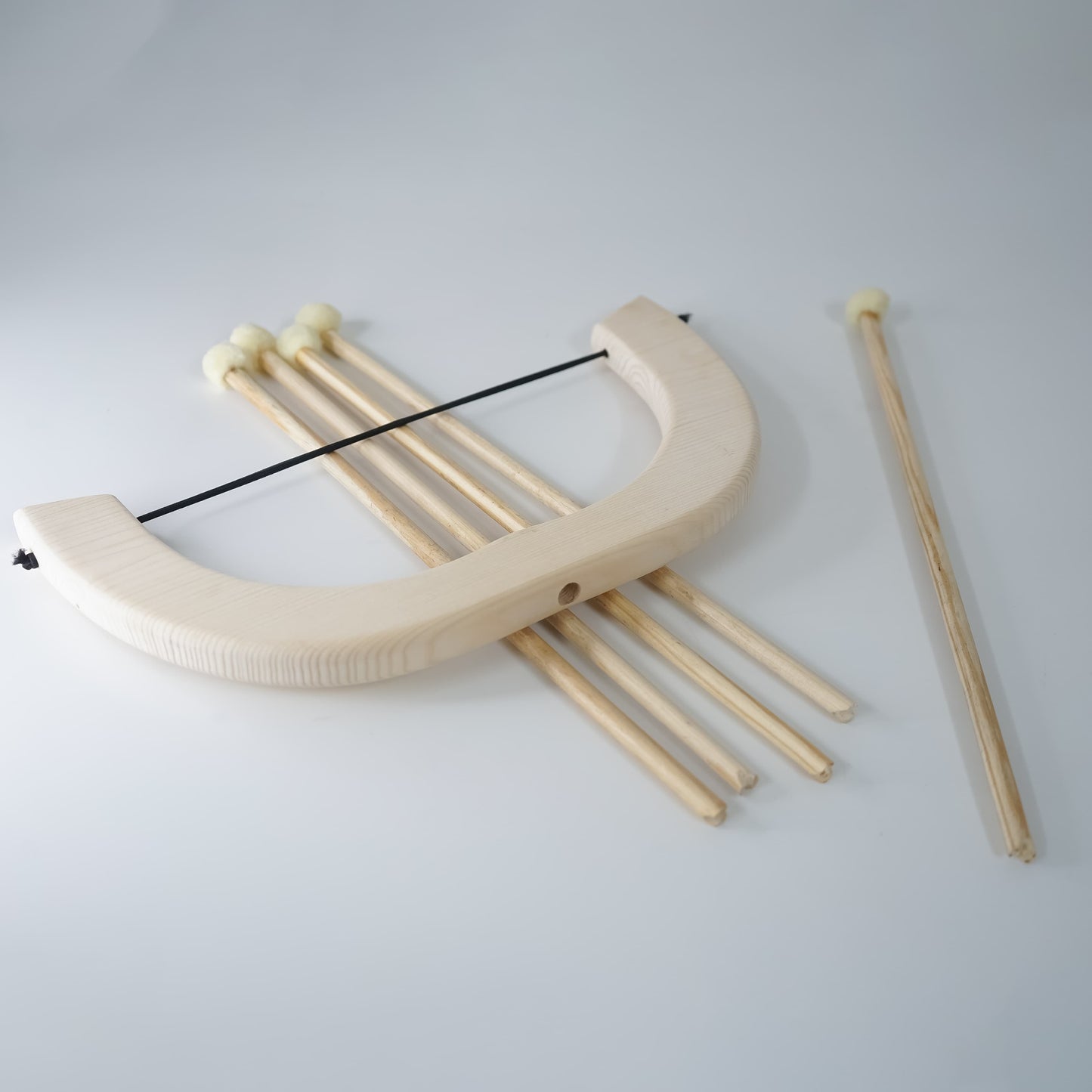 Handmade Wooden Bow and Arrow Set with Pom-Pom Arrows – Eco-Friendly Outdoor Archery Toy for Kids