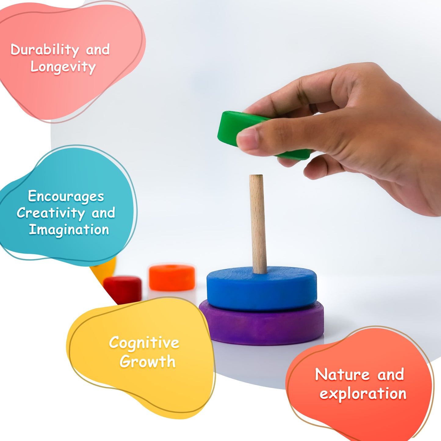 Wooden Colorful Circular Stacker Toy