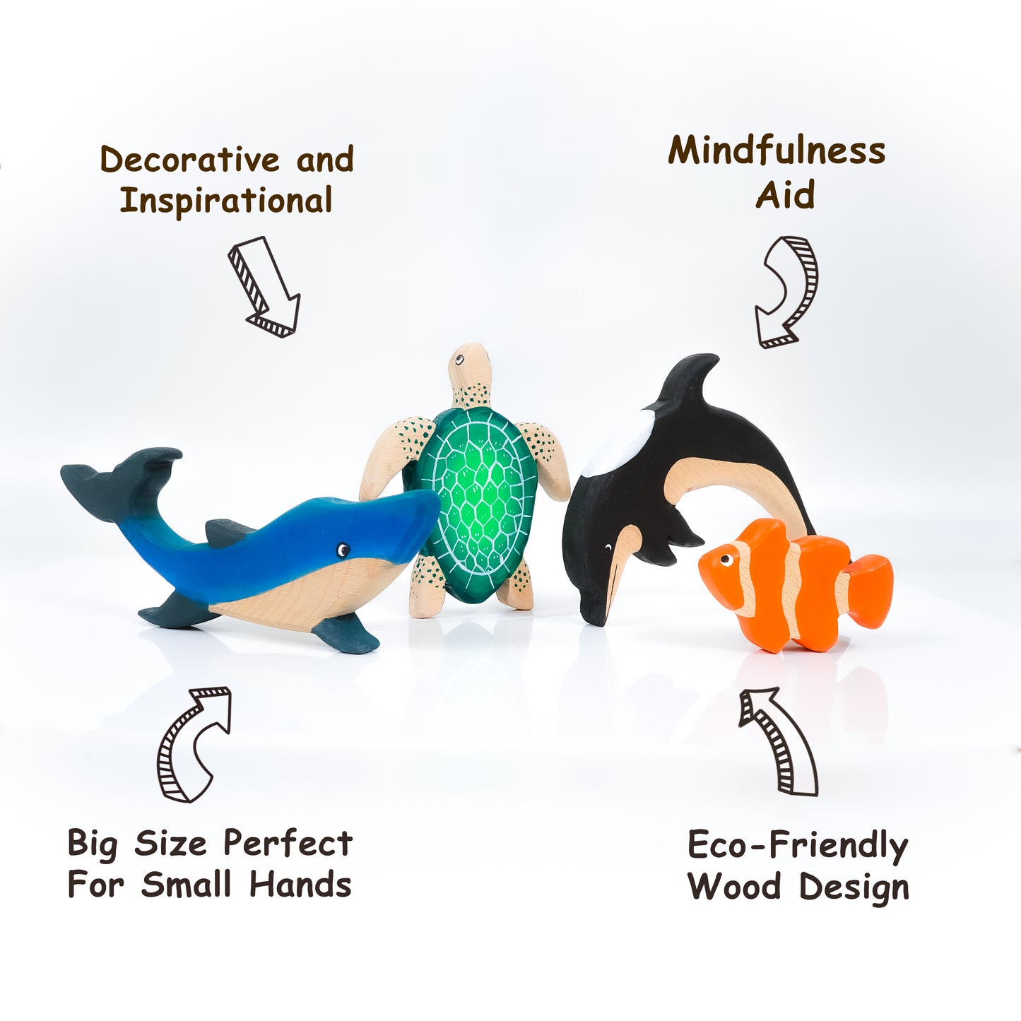 Wooden Ocean Animal Toys Set – Handcrafted Neem Wood Sea Creatures