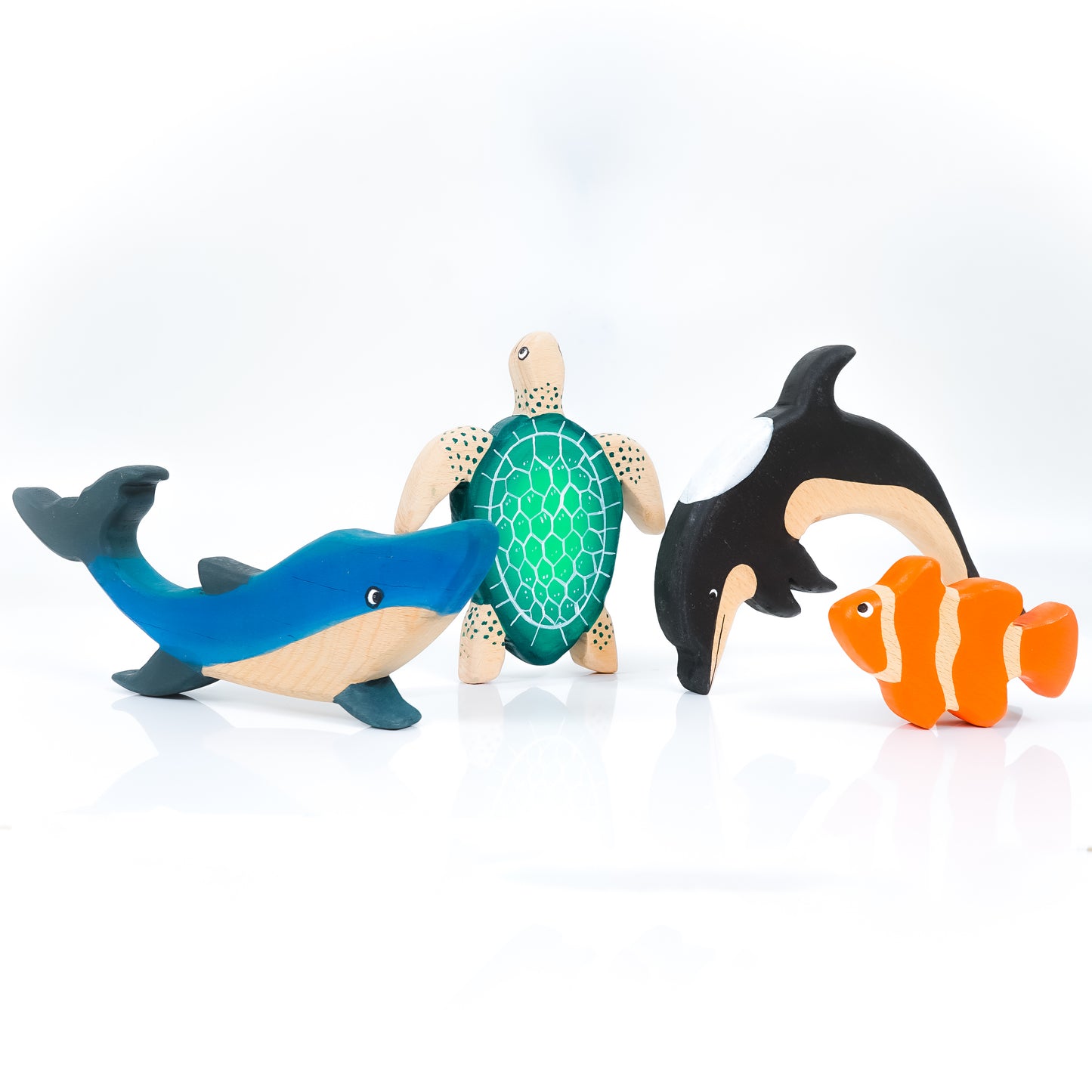 Wooden Ocean Animal Toys Set – Handcrafted Neem Wood Sea Creatures