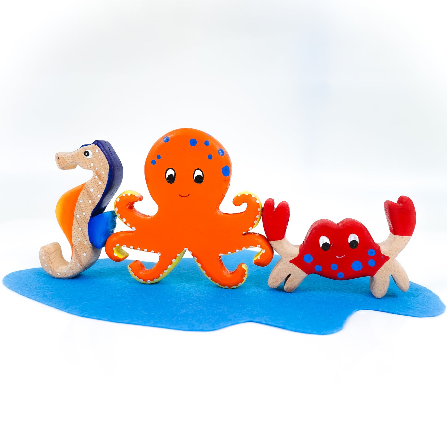 Wooden Ocean Animal Toys Set – Handcrafted Neem Wood Sea Creatures