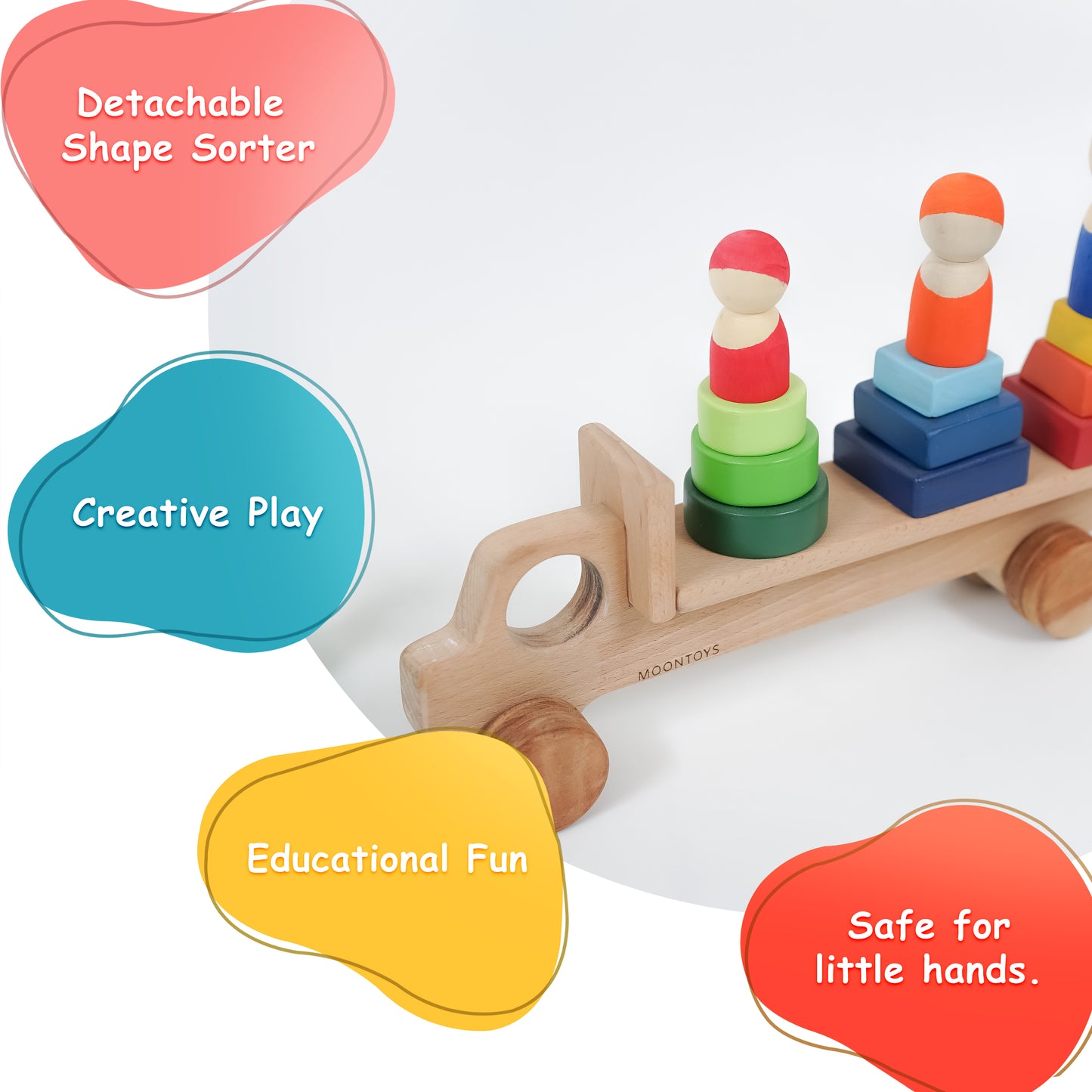 2-in-1 Detachable Shape Stacker Wooden Truck