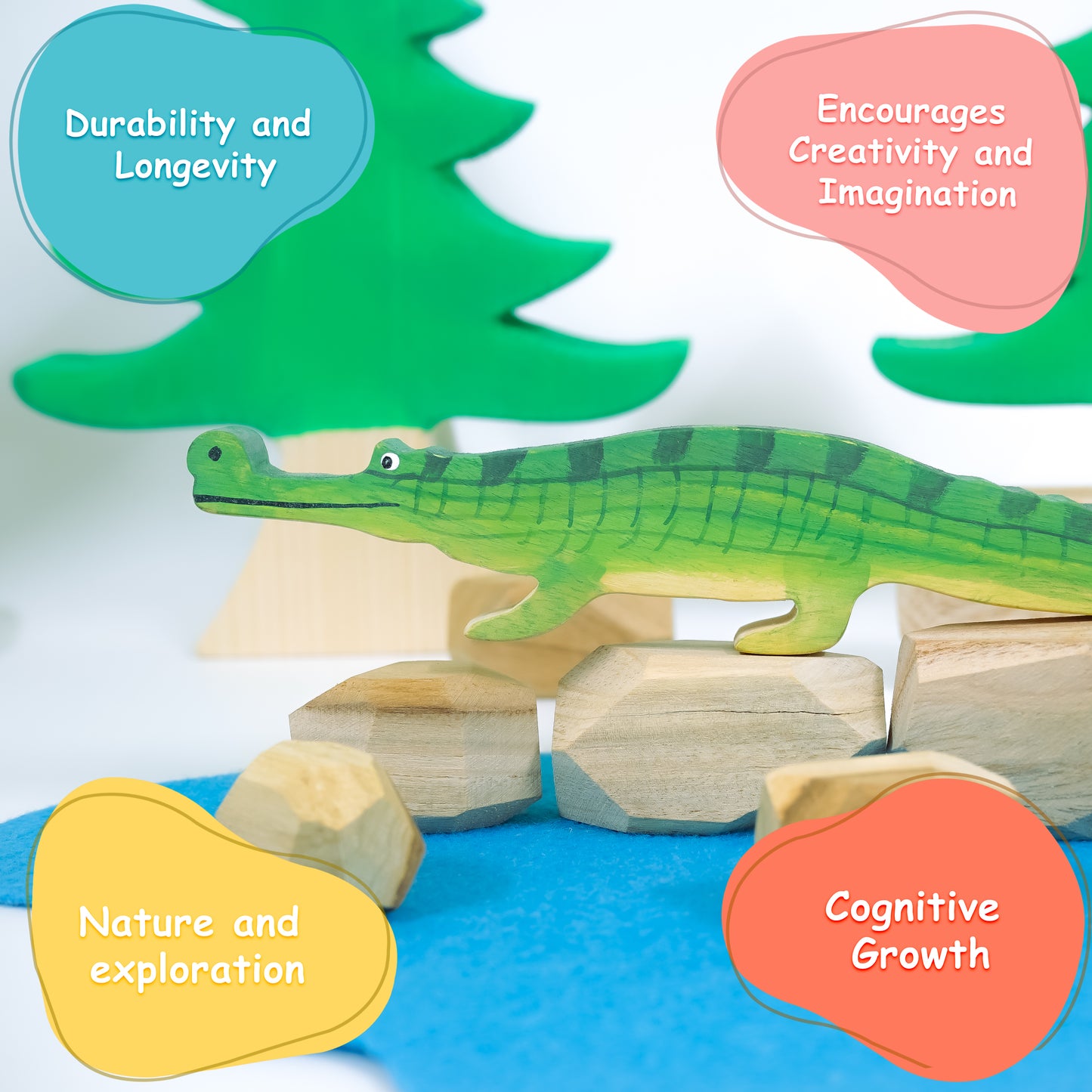 Crocodile Wooden Toy – Handcrafted Eco-Friendly Animal Figurine