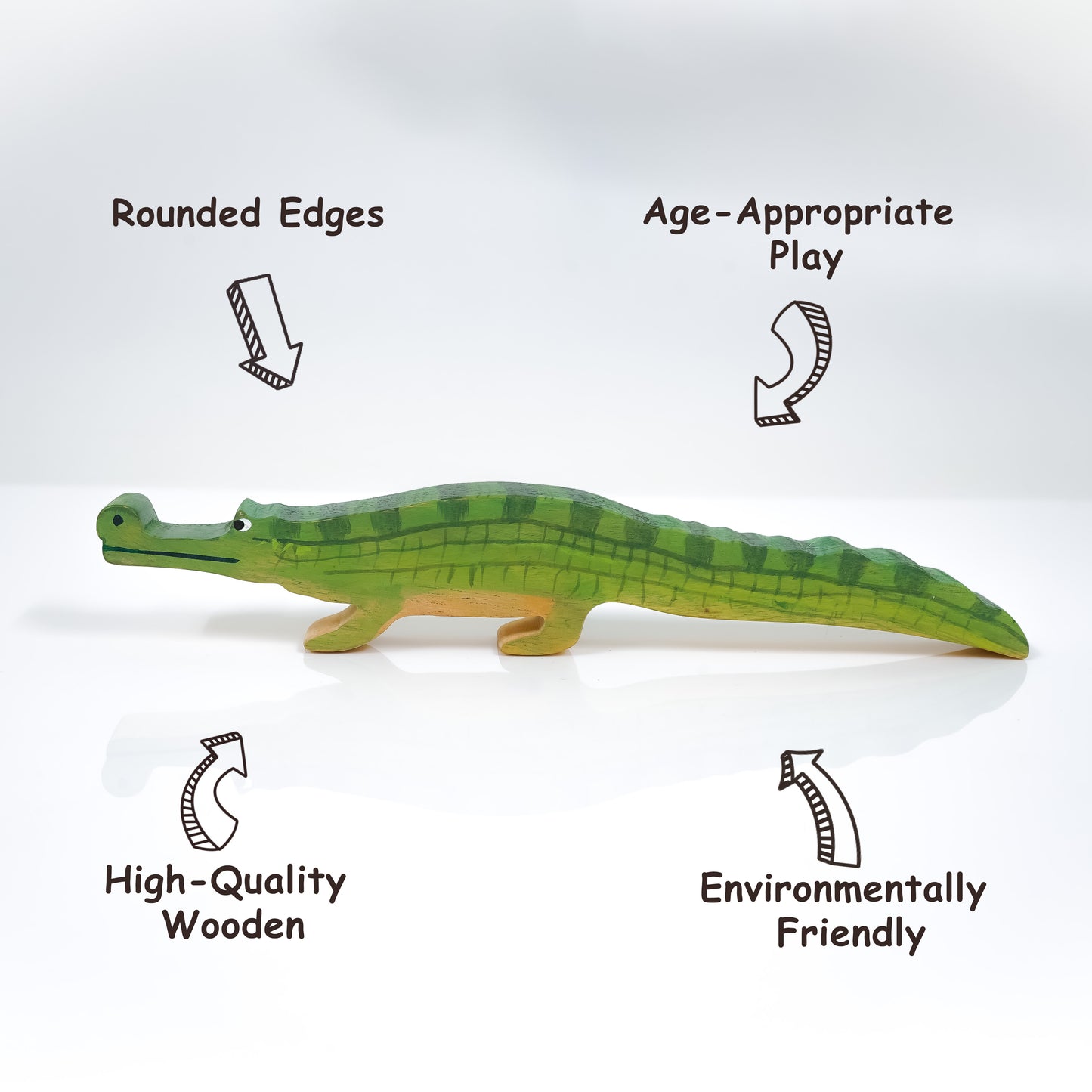 Crocodile Wooden Toy – Handcrafted Eco-Friendly Animal Figurine