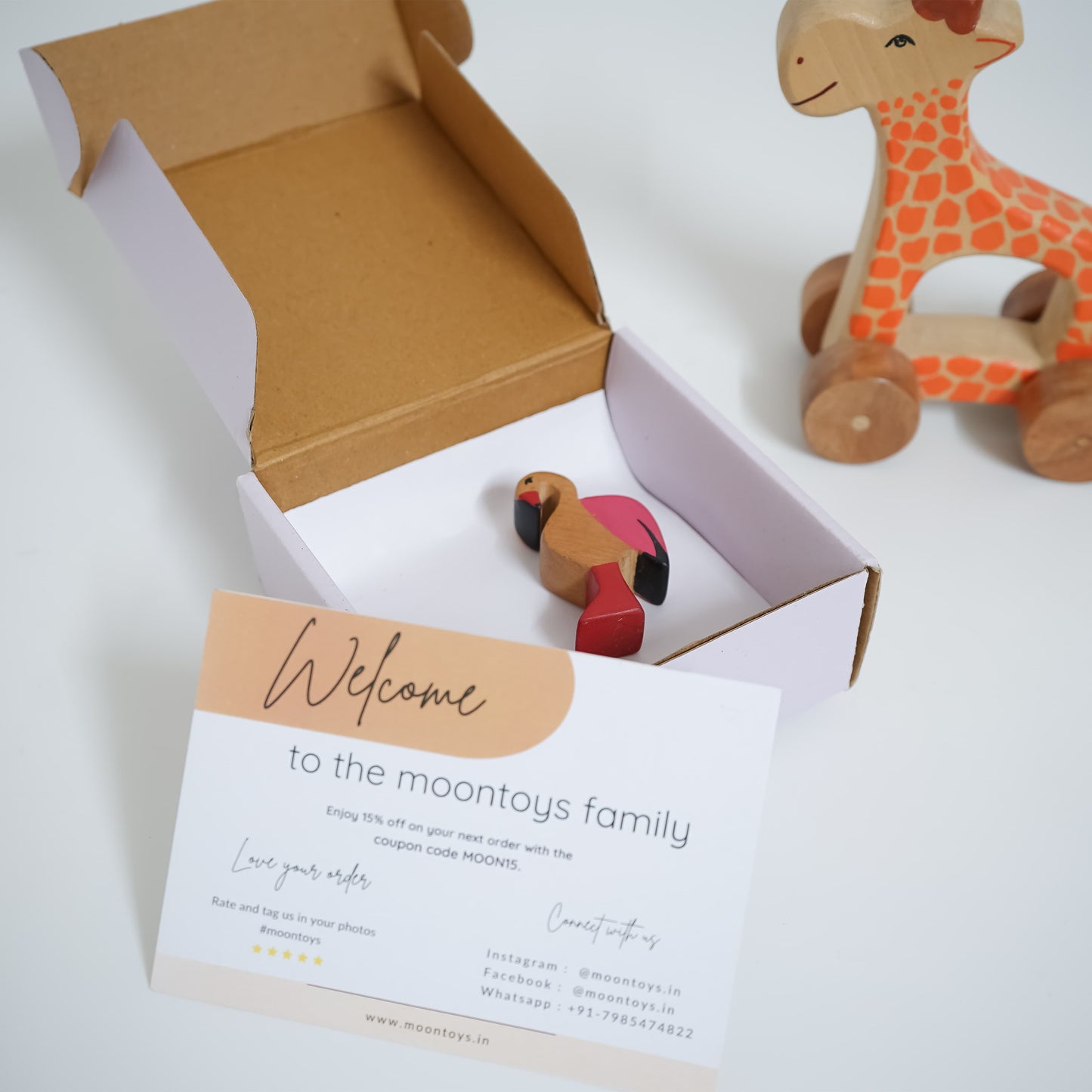 Handcrafted Wooden Flamingo Toy – Neem Wood Montessori Figurine