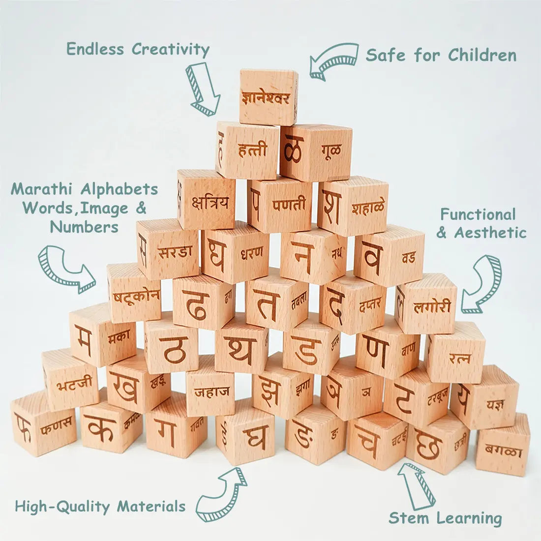 Educational Blocks Set (4-In-1) - Marathi