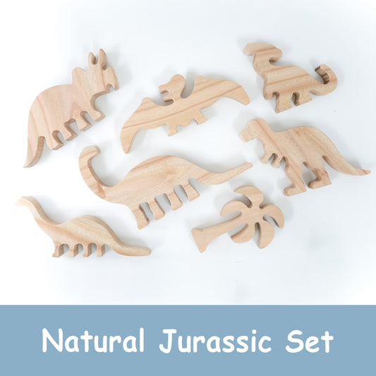 Natural Jurassic Toy Set – Eco-Friendly Wooden Dinosaur Toy Set