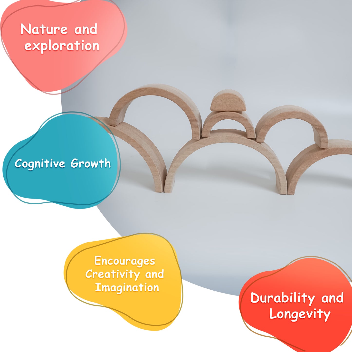 Montessori Wooden Arch Stacker Toy for Toddlers