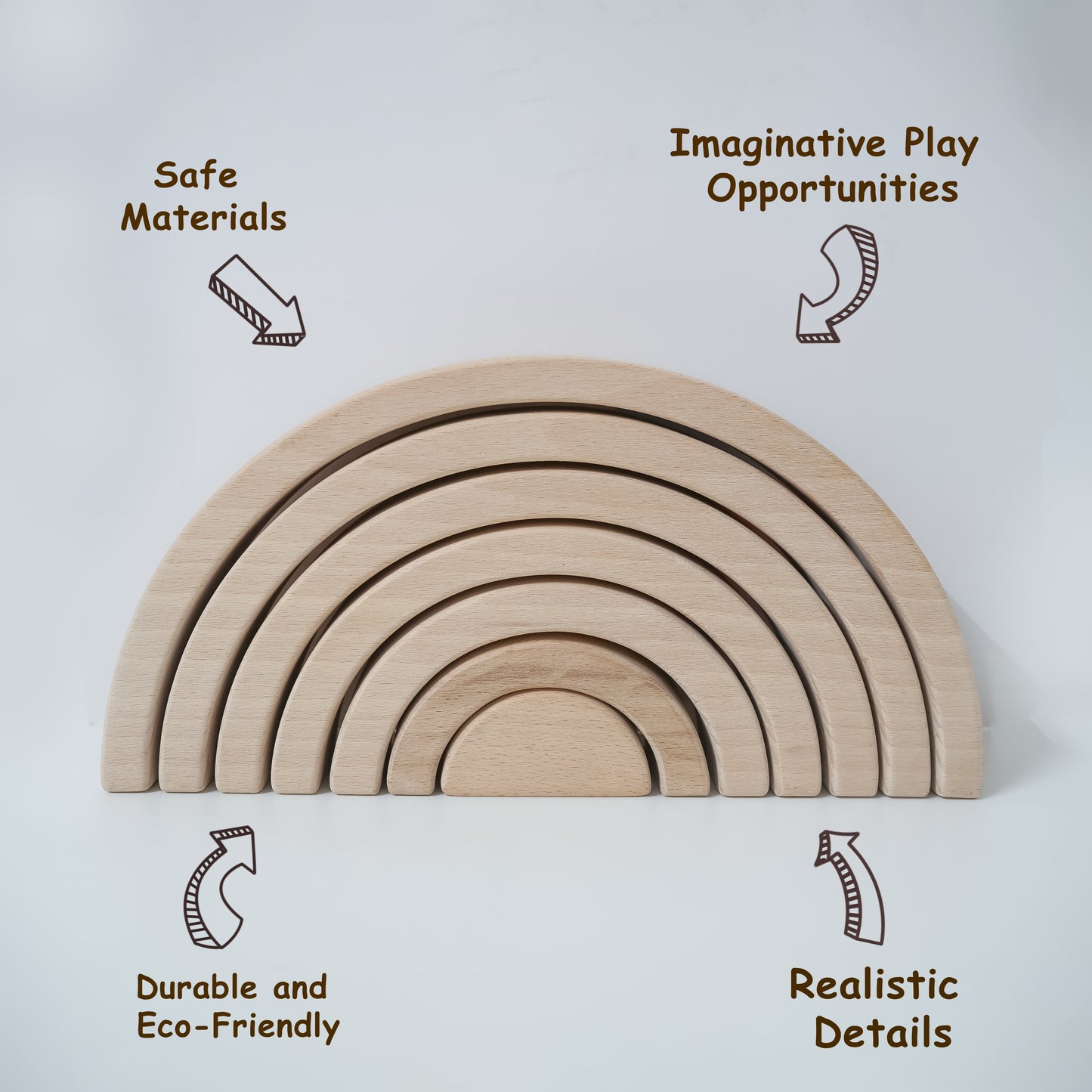 Montessori Wooden Arch Stacker Toy for Toddlers