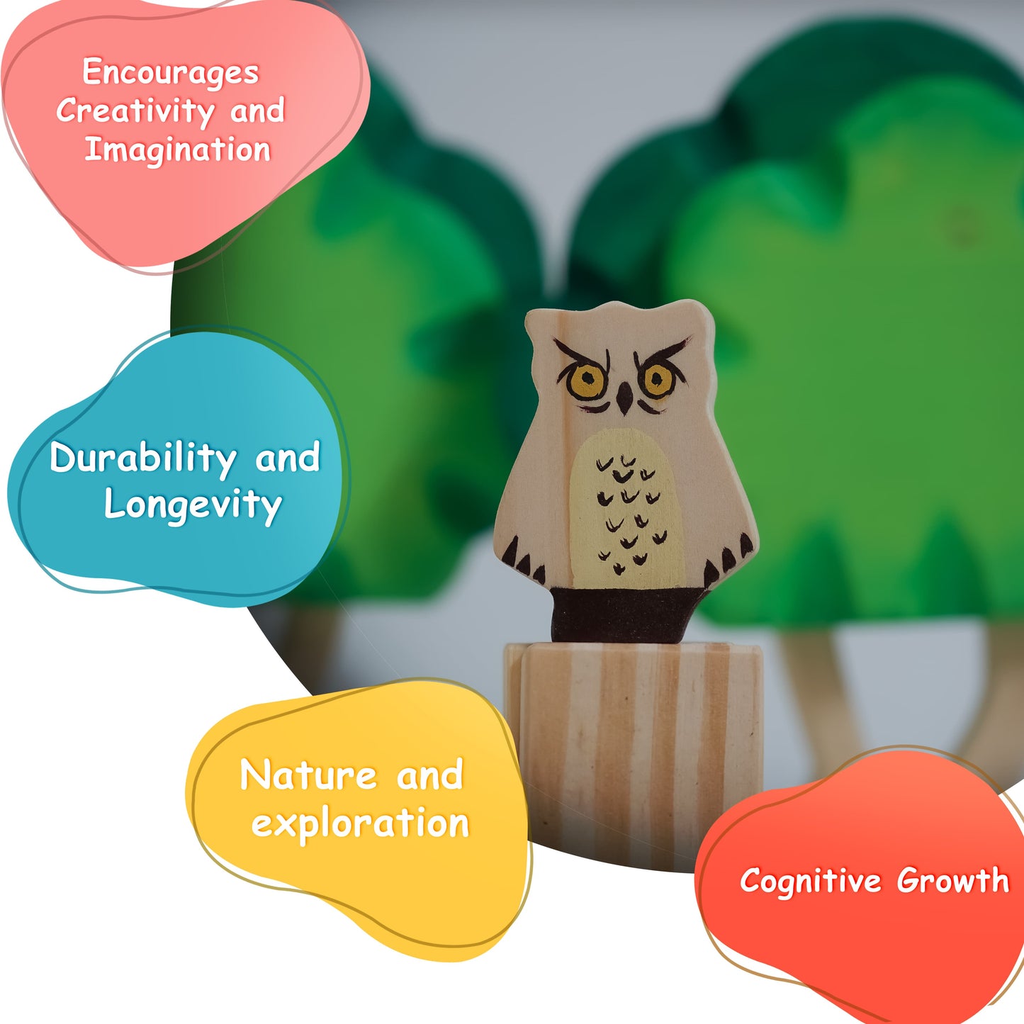 Handcrafted Wooden Owl Toy – Montessori Owl Figure